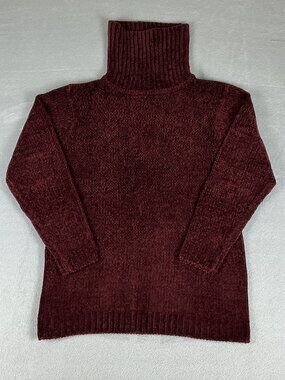 De Rotchild Sweater Wmoen's Size L Chenille Knit Long Sleeve Turtleneck Pullover